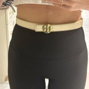 Tory Burch Reversible Gold & Silver Belt with Gold Emblem/Buckle  - Like New